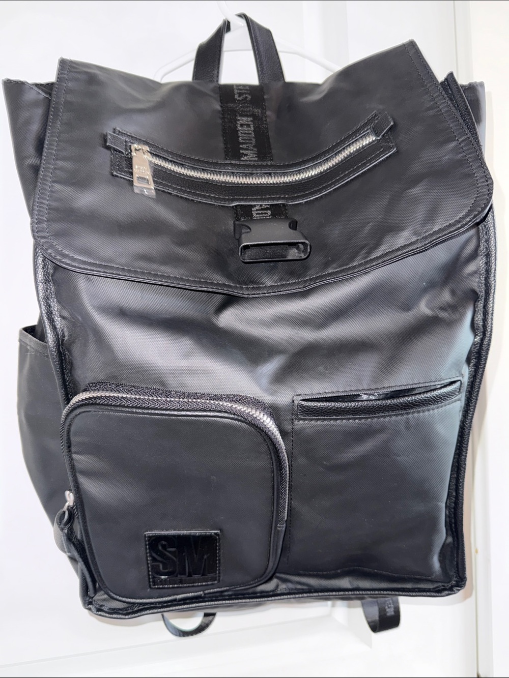 Steve Madden Black Nylon Backpack with Front Pockets